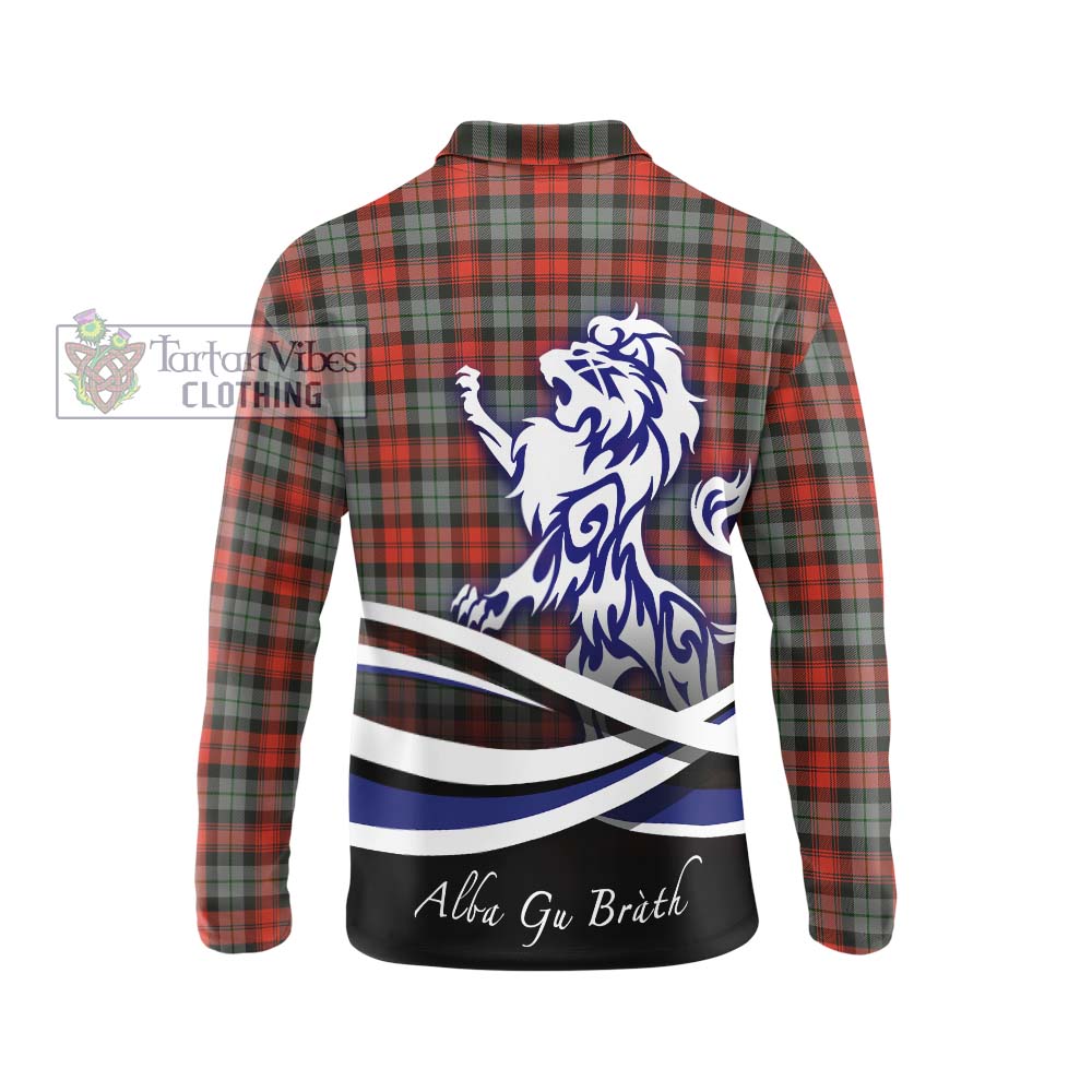 MacLachlan Weathered Tartan Long Sleeve Polo Shirt with Alba Gu Brath Regal Lion Emblem - Tartanvibesclothing Shop