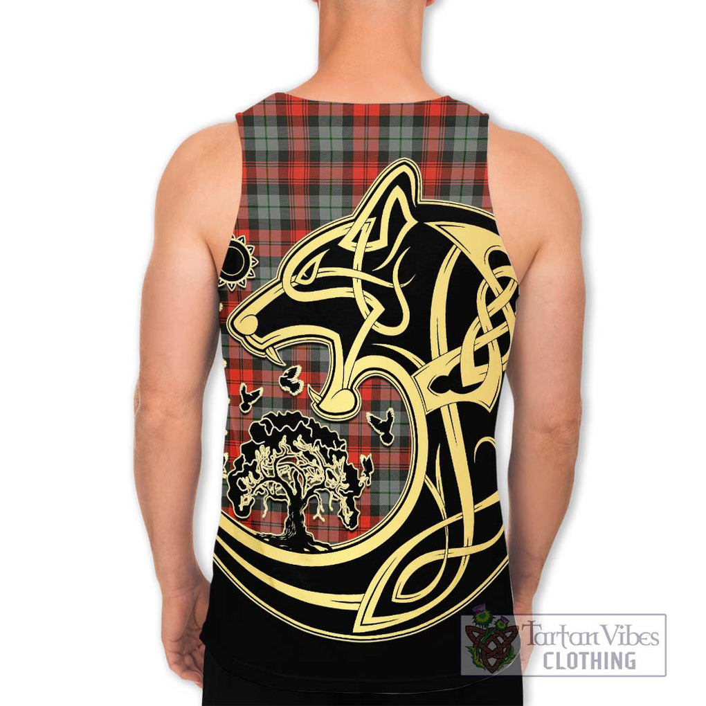 MacLachlan Weathered Tartan Men's Tank Top with Family Crest Celtic Wolf Style - Tartan Vibes Clothing