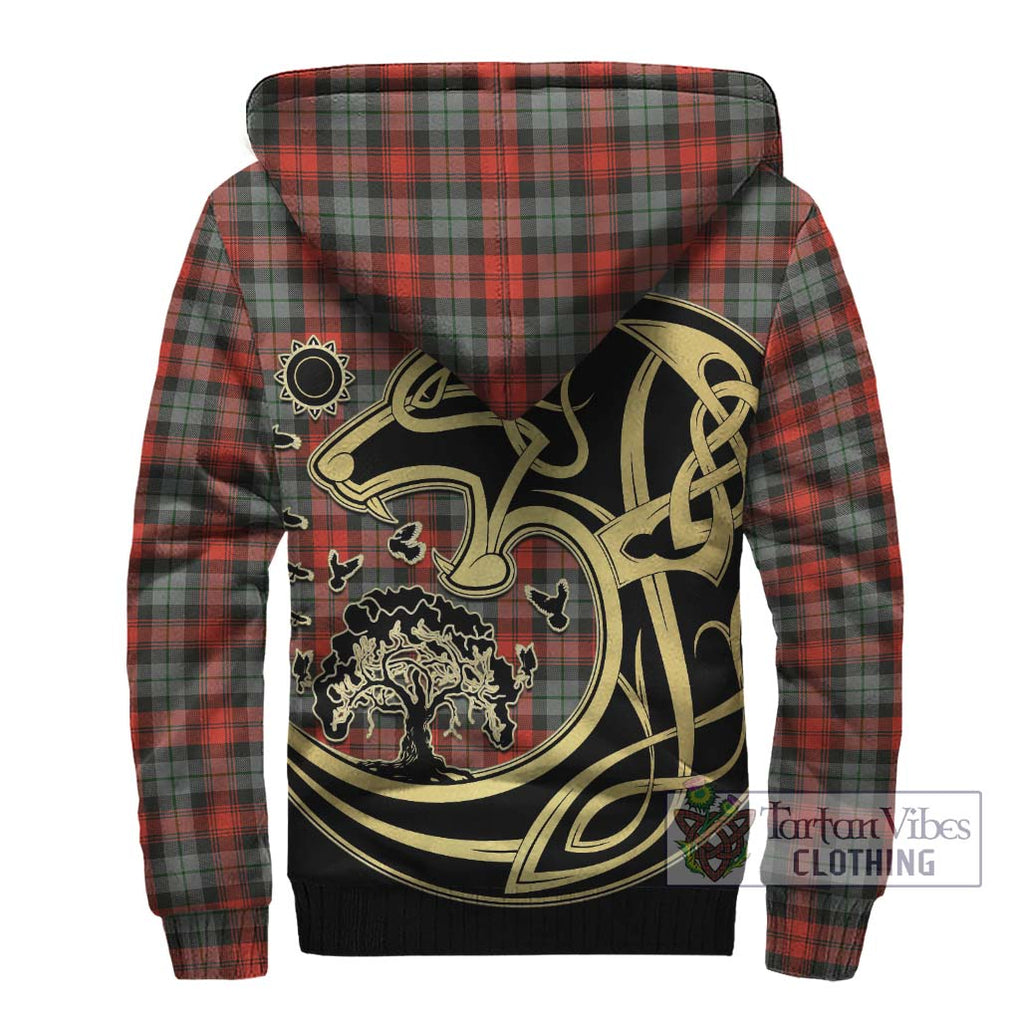 MacLachlan Weathered Tartan Sherpa Hoodie with Family Crest Celtic Wolf Style - Tartan Vibes Clothing