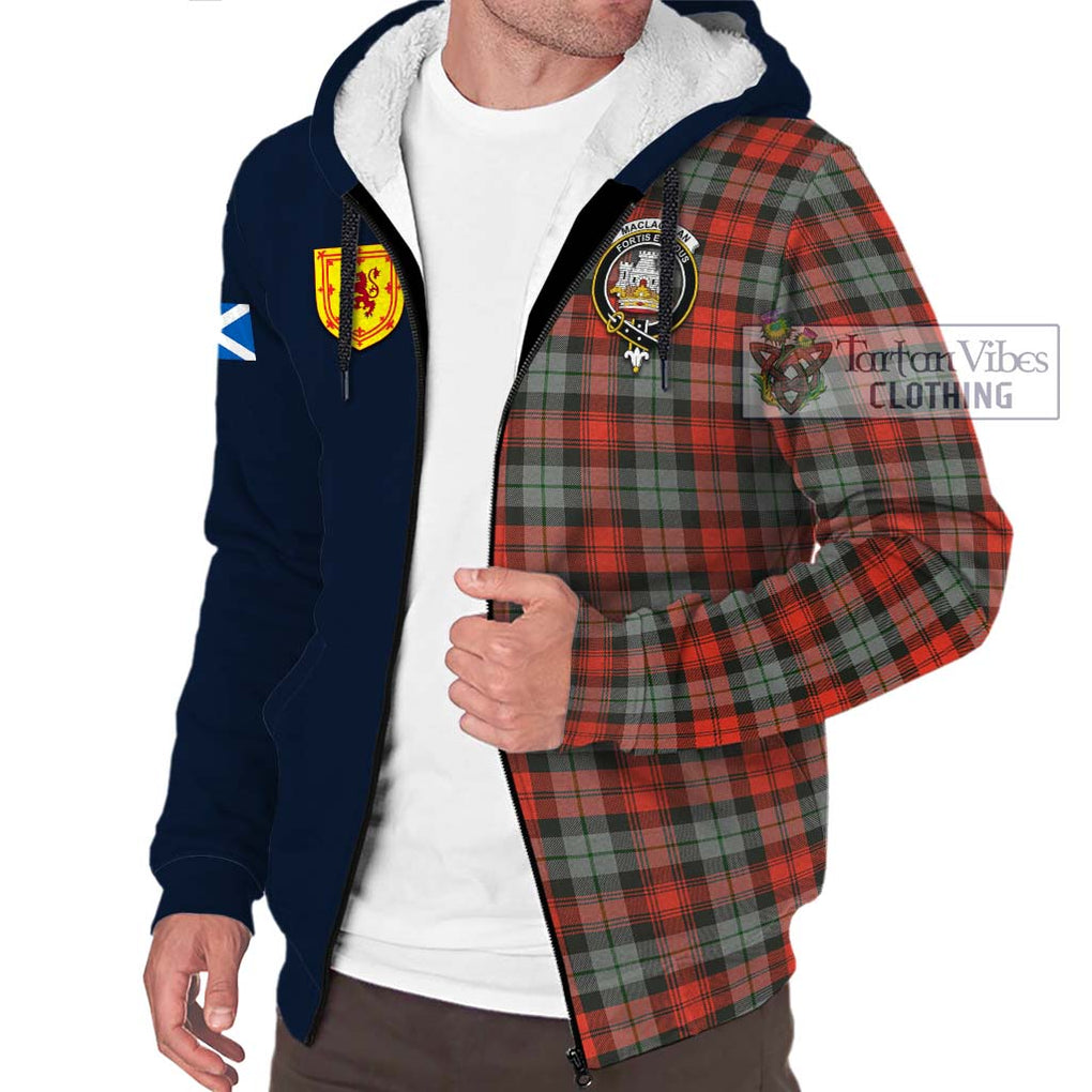 Tartan Vibes Clothing MacLachlan Weathered Tartan Sherpa Hoodie with Scottish Lion Royal Arm Half Style