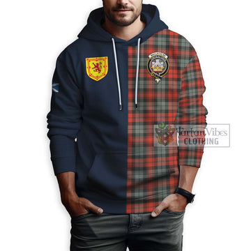 MacLachlan Weathered Tartan Hoodie Alba with Scottish Lion Royal Arm Half Style