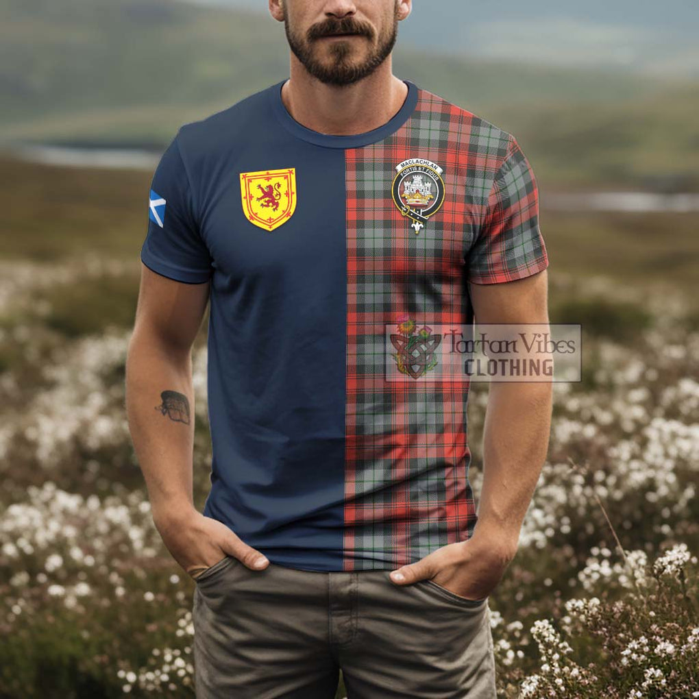 Tartan Vibes Clothing MacLachlan Weathered Tartan T-Shirt Alba with Scottish Lion Royal Arm Half Style