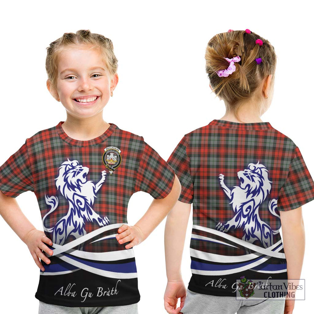 MacLachlan Weathered Tartan Kid T-Shirt with Alba Gu Brath Regal Lion Emblem - Tartanvibesclothing Shop