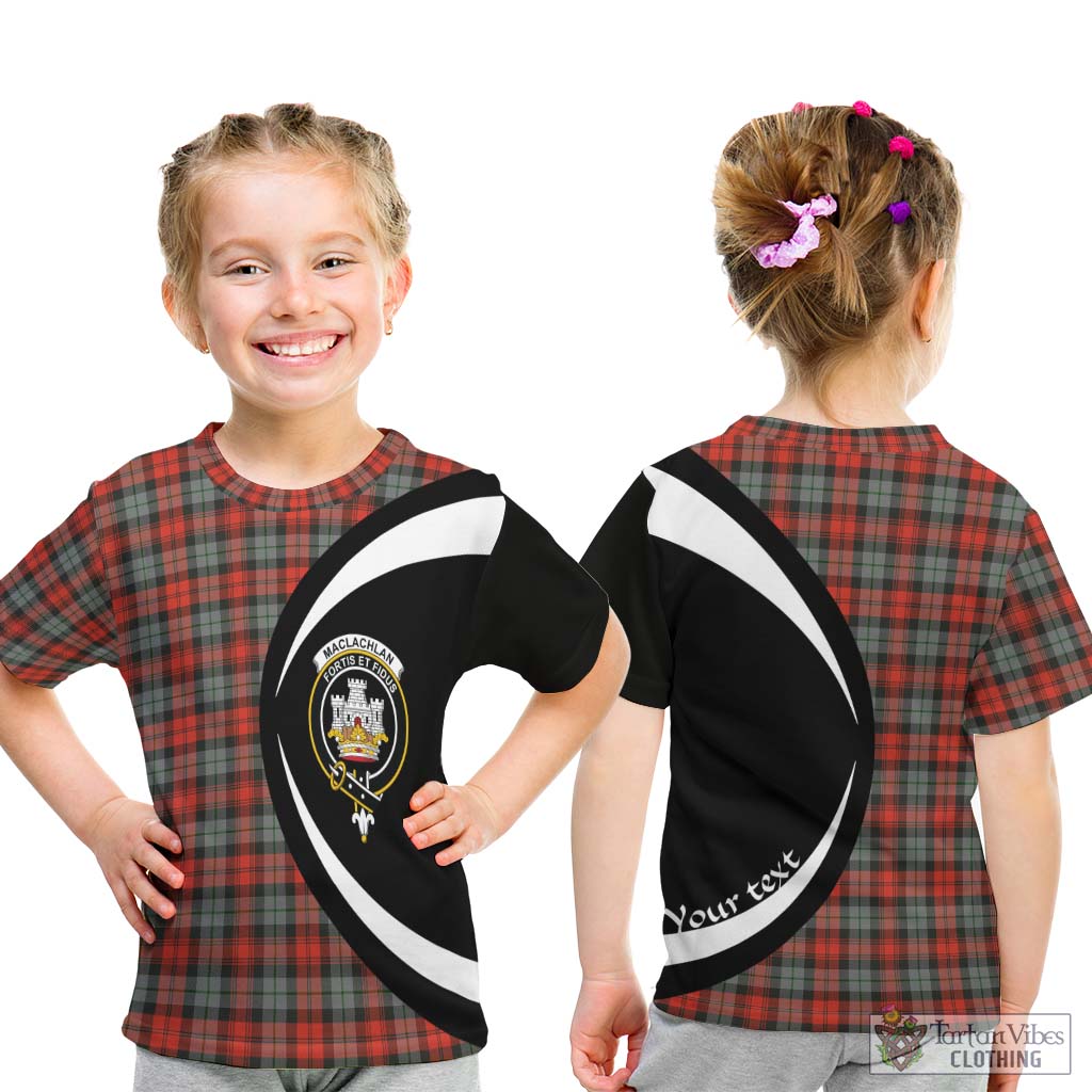 MacLachlan Weathered Tartan Kid T-Shirt with Family Crest Circle Style - Tartan Vibes Clothing