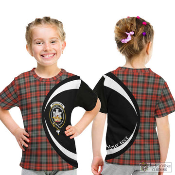 MacLachlan Weathered Tartan Kid T-Shirt with Family Crest Circle Style