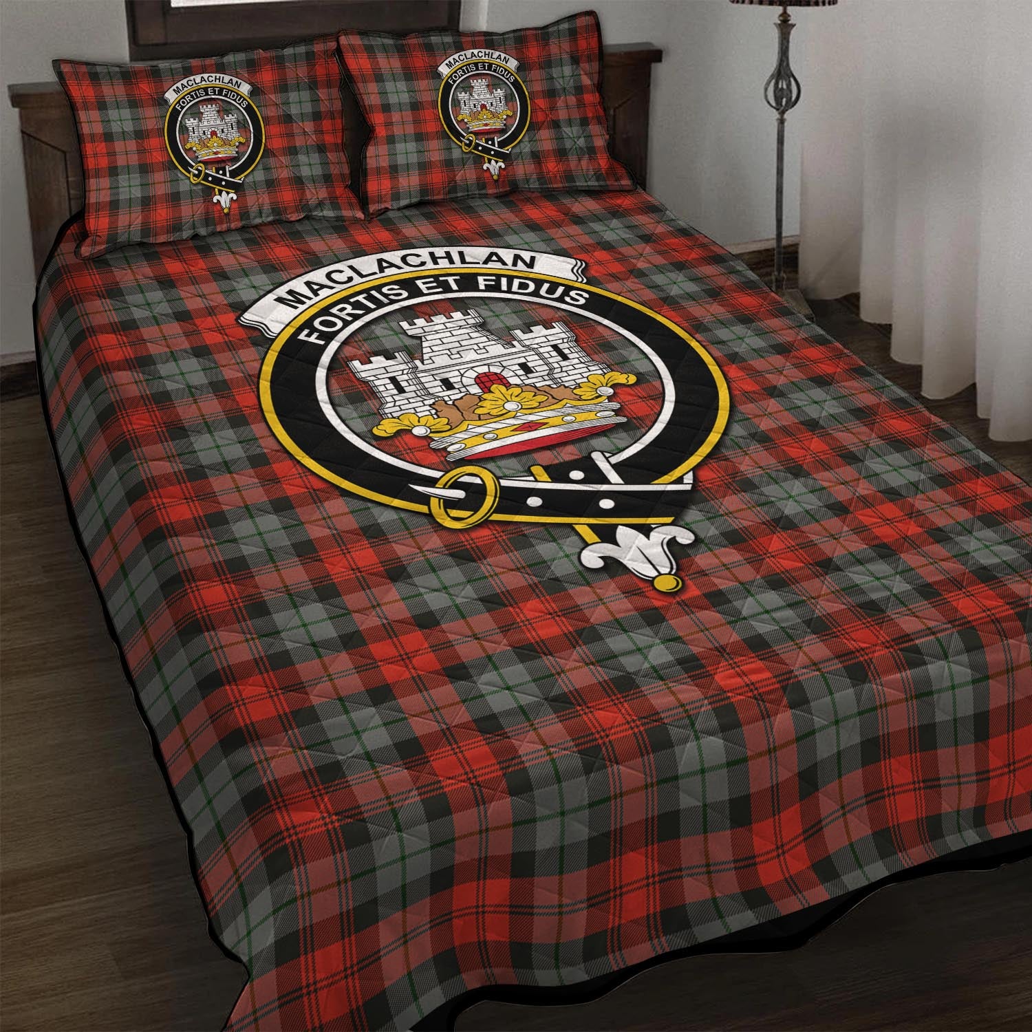 MacLachlan Weathered Tartan Quilt Bed Set with Family Crest - Tartan Vibes Clothing