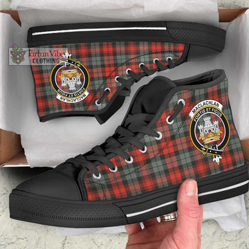 MacLachlan Weathered Tartan High Top Shoes with Family Crest