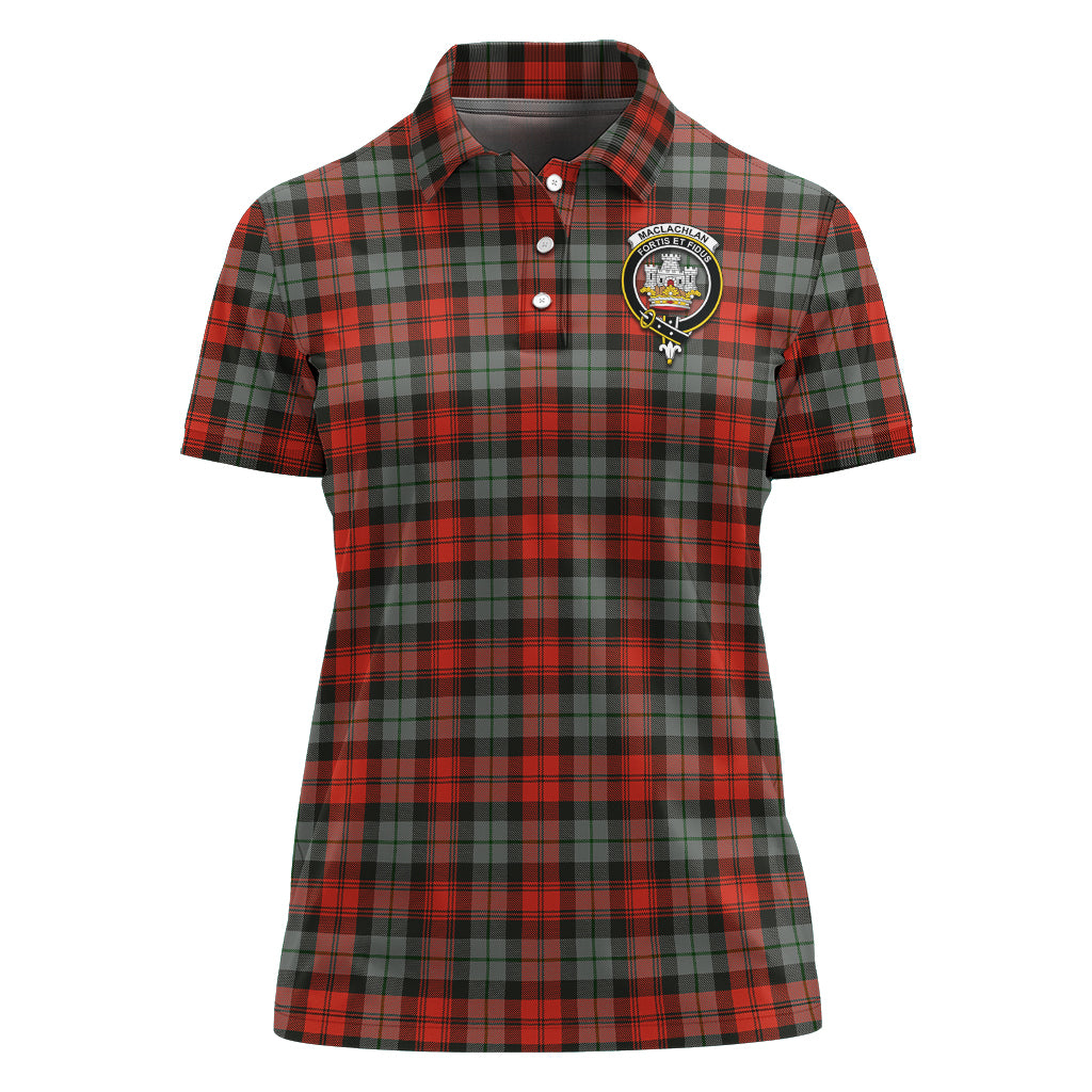 MacLachlan Weathered Tartan Polo Shirt with Family Crest For Women - Tartan Vibes Clothing