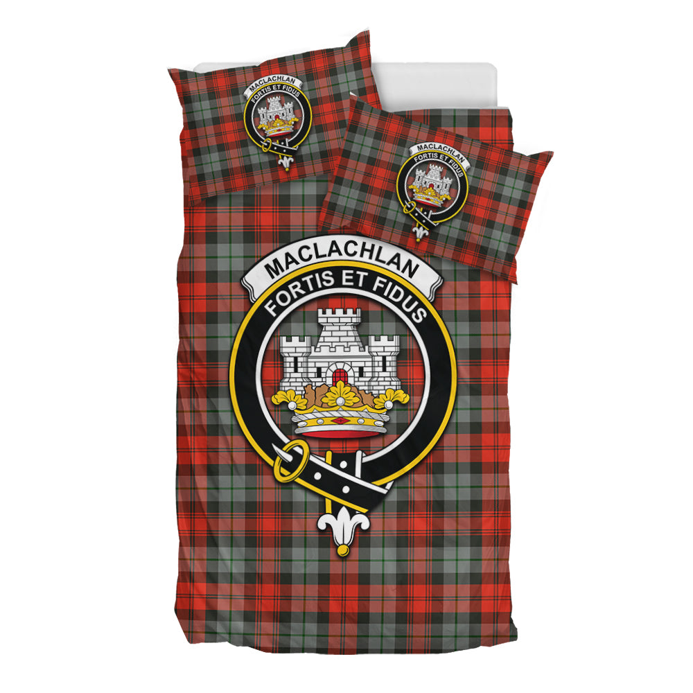 MacLachlan Weathered Tartan Bedding Set with Family Crest - Tartan Vibes Clothing