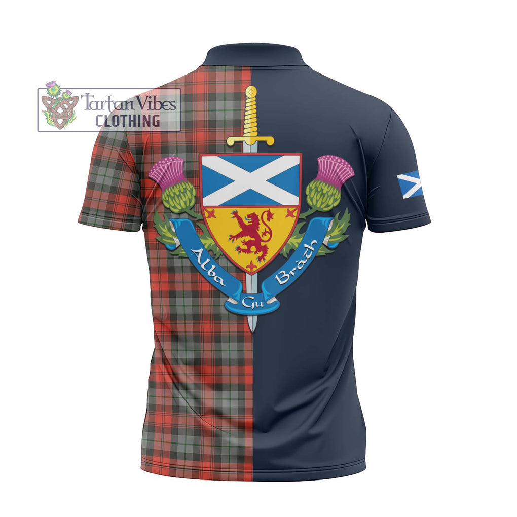 Tartan Vibes Clothing MacLachlan Weathered Tartan Zipper Polo Shirt with Scottish Lion Royal Arm Half Style