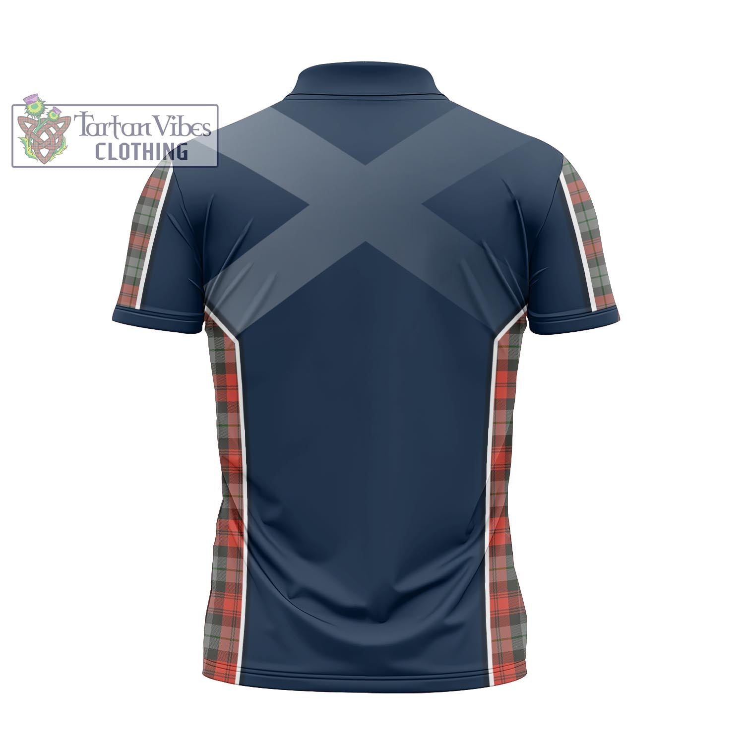 Tartan Vibes Clothing MacLachlan Weathered Tartan Zipper Polo Shirt with Family Crest and Scottish Thistle Vibes Sport Style