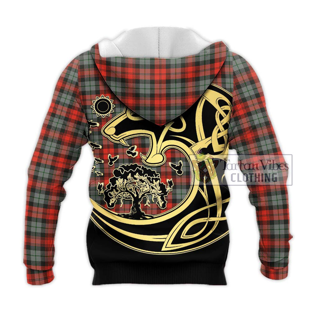 MacLachlan Weathered Tartan Knitted Hoodie with Family Crest Celtic Wolf Style - Tartan Vibes Clothing