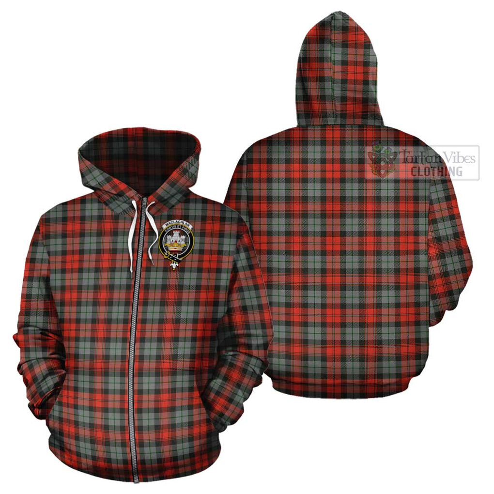 MacLachlan Weathered Tartan Cotton Hoodie with Family Crest Zip Hoodie - Tartan Vibes Clothing