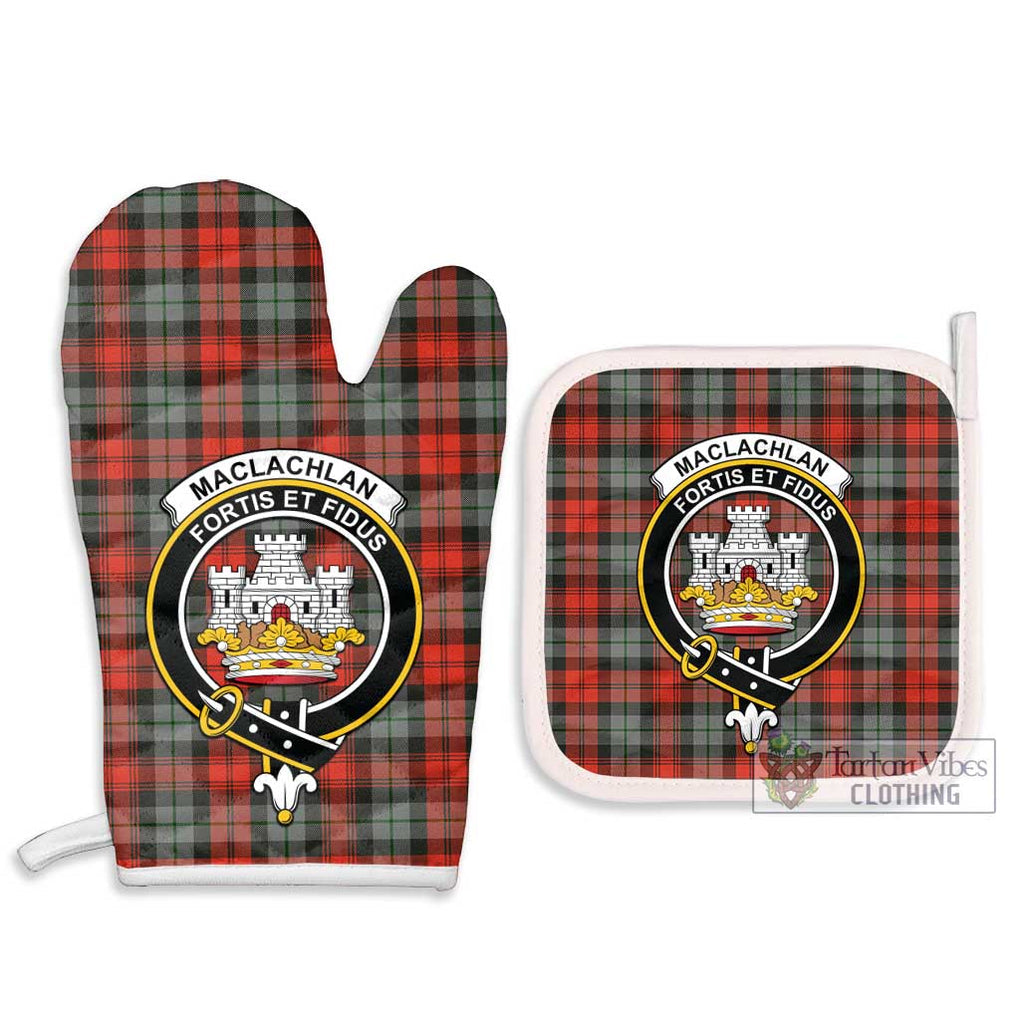 MacLachlan Weathered Tartan Combo Oven Mitt & Pot-Holder with Family Crest Combo 1 Oven Mitt & 2 Pot-Holder White - Tartan Vibes Clothing