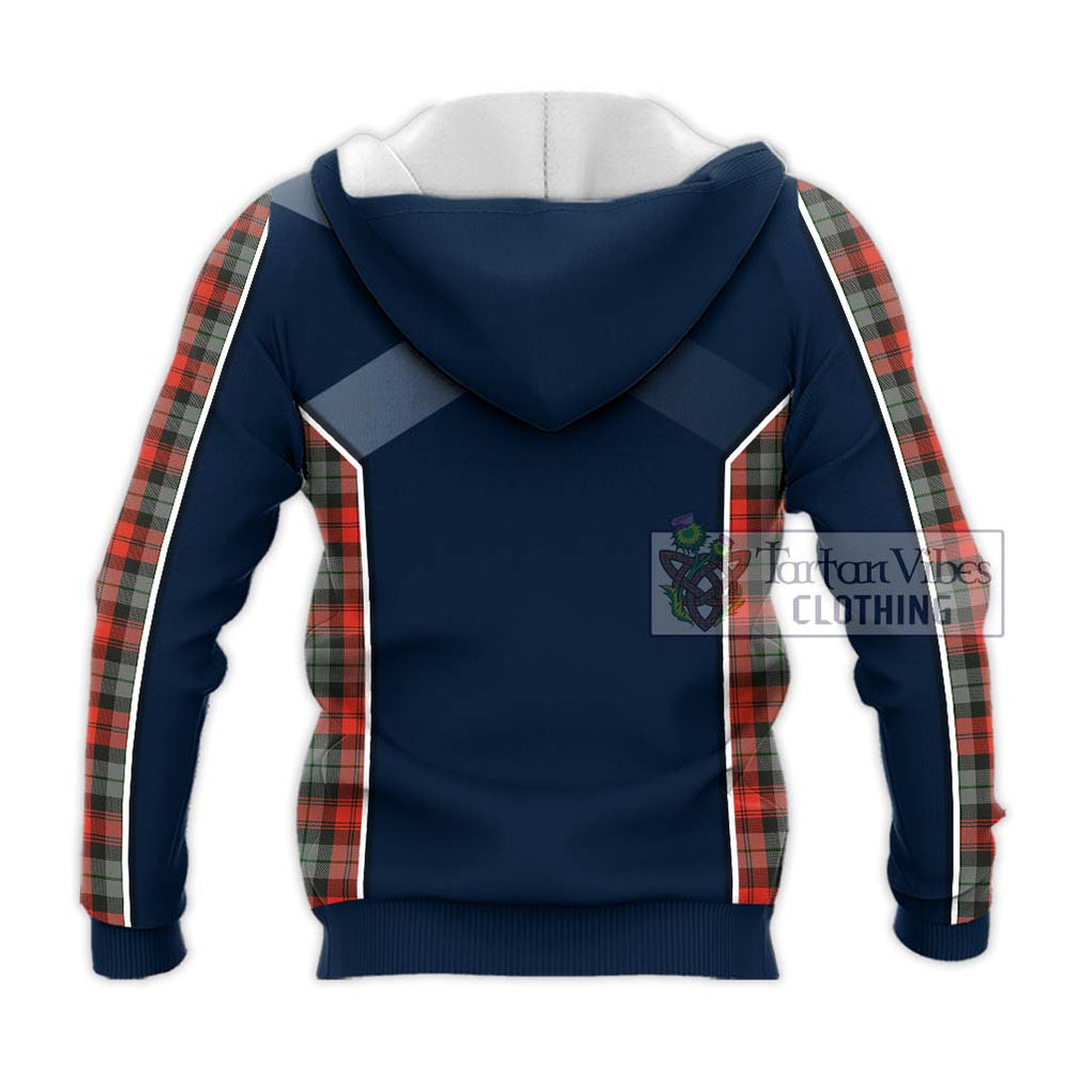 MacLachlan Weathered Tartan Knitted Hoodie with Family Crest and Lion Rampant Vibes Sport Style - Tartan Vibes Clothing