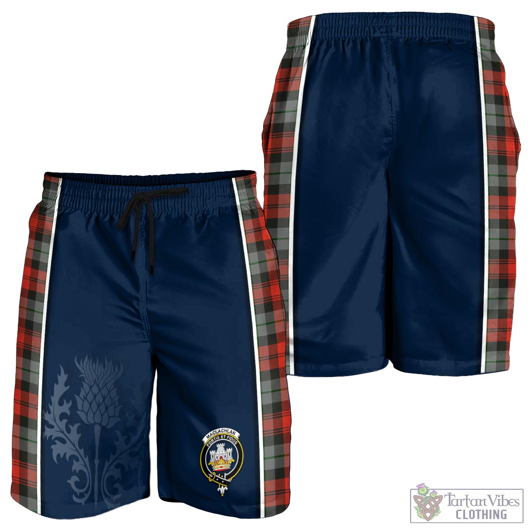 Tartan Vibes Clothing MacLachlan Weathered Tartan Men's Shorts with Family Crest and Scottish Thistle Vibes Sport Style