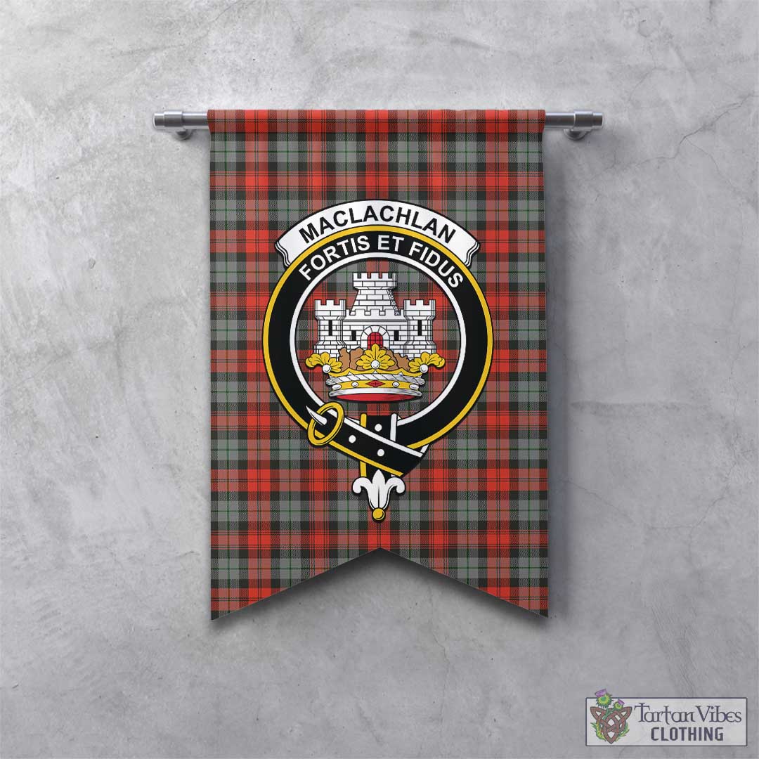 Tartan Vibes Clothing MacLachlan Weathered Tartan Gonfalon, Tartan Banner with Family Crest