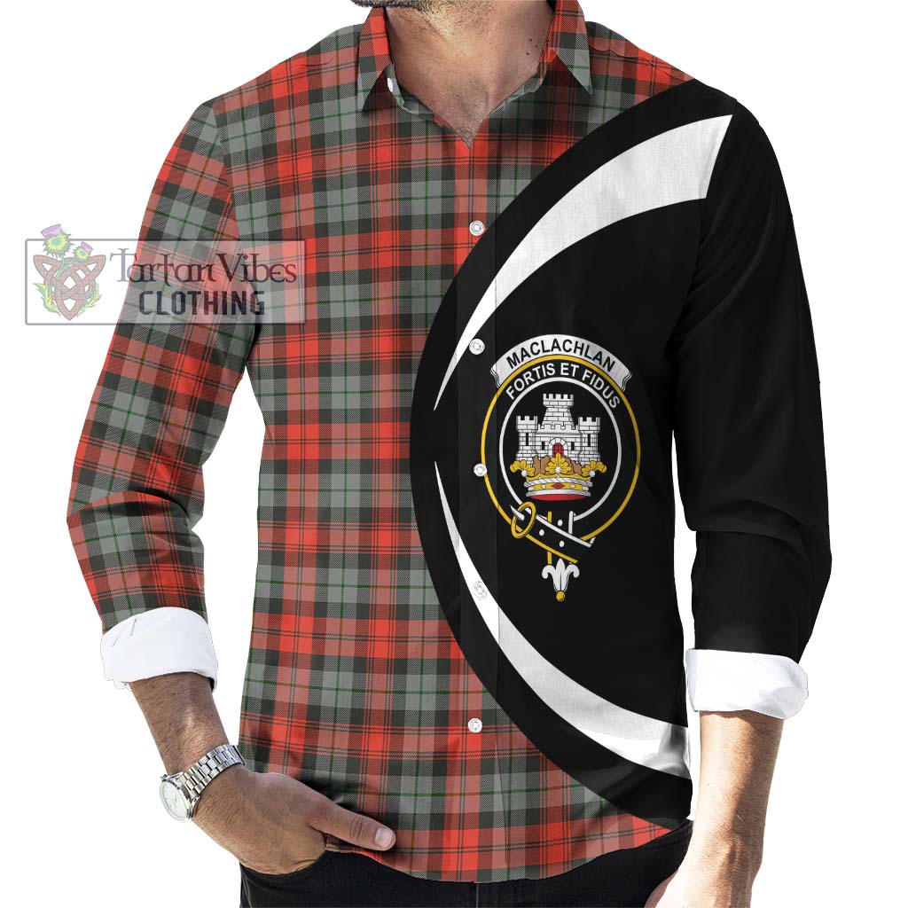 MacLachlan Weathered Tartan Long Sleeve Button Up with Family Crest Circle Style - Tartan Vibes Clothing