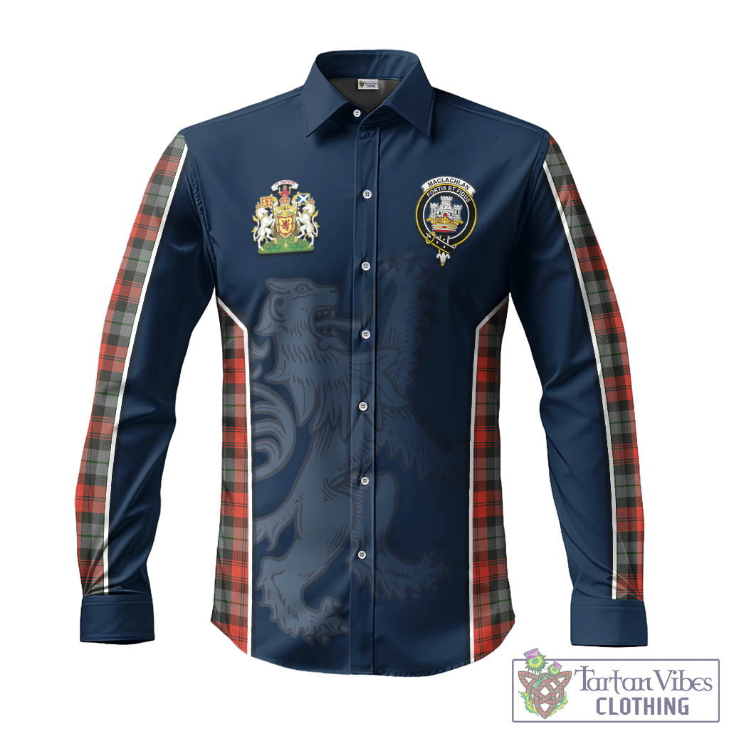 Tartan Vibes Clothing MacLachlan Weathered Tartan Long Sleeve Button Up Shirt with Family Crest and Lion Rampant Vibes Sport Style