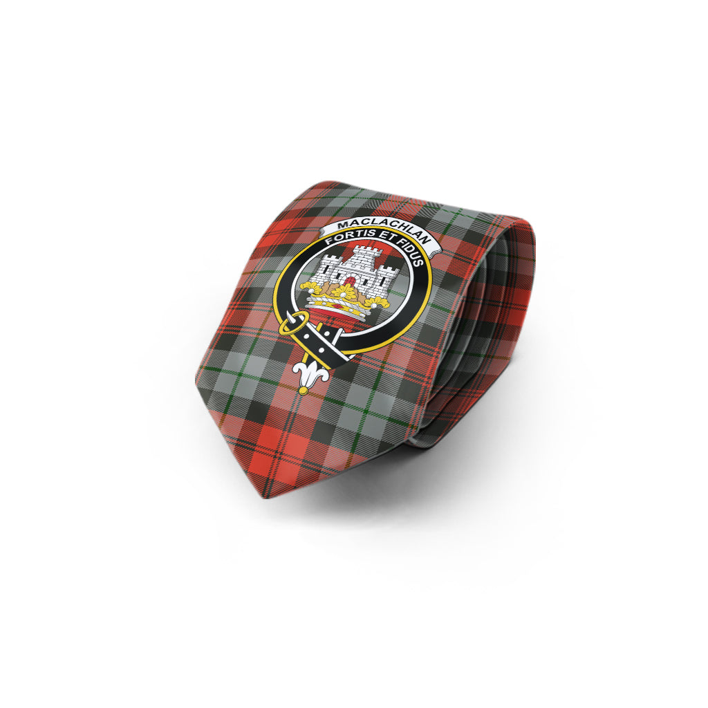 MacLachlan Weathered Tartan Classic Necktie with Family Crest - Tartan Vibes Clothing