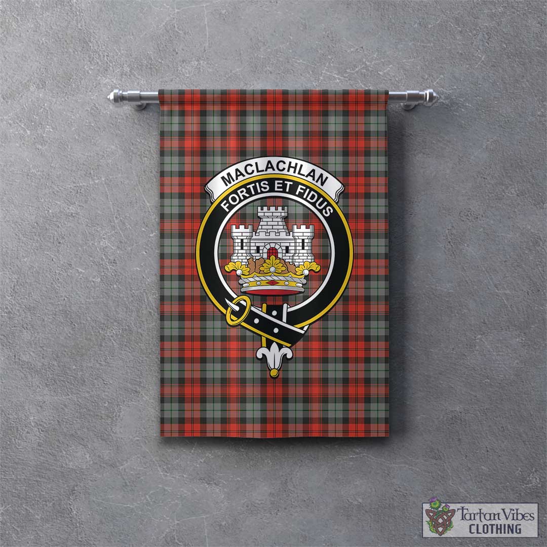 Tartan Vibes Clothing MacLachlan Weathered Tartan Gonfalon, Tartan Banner with Family Crest