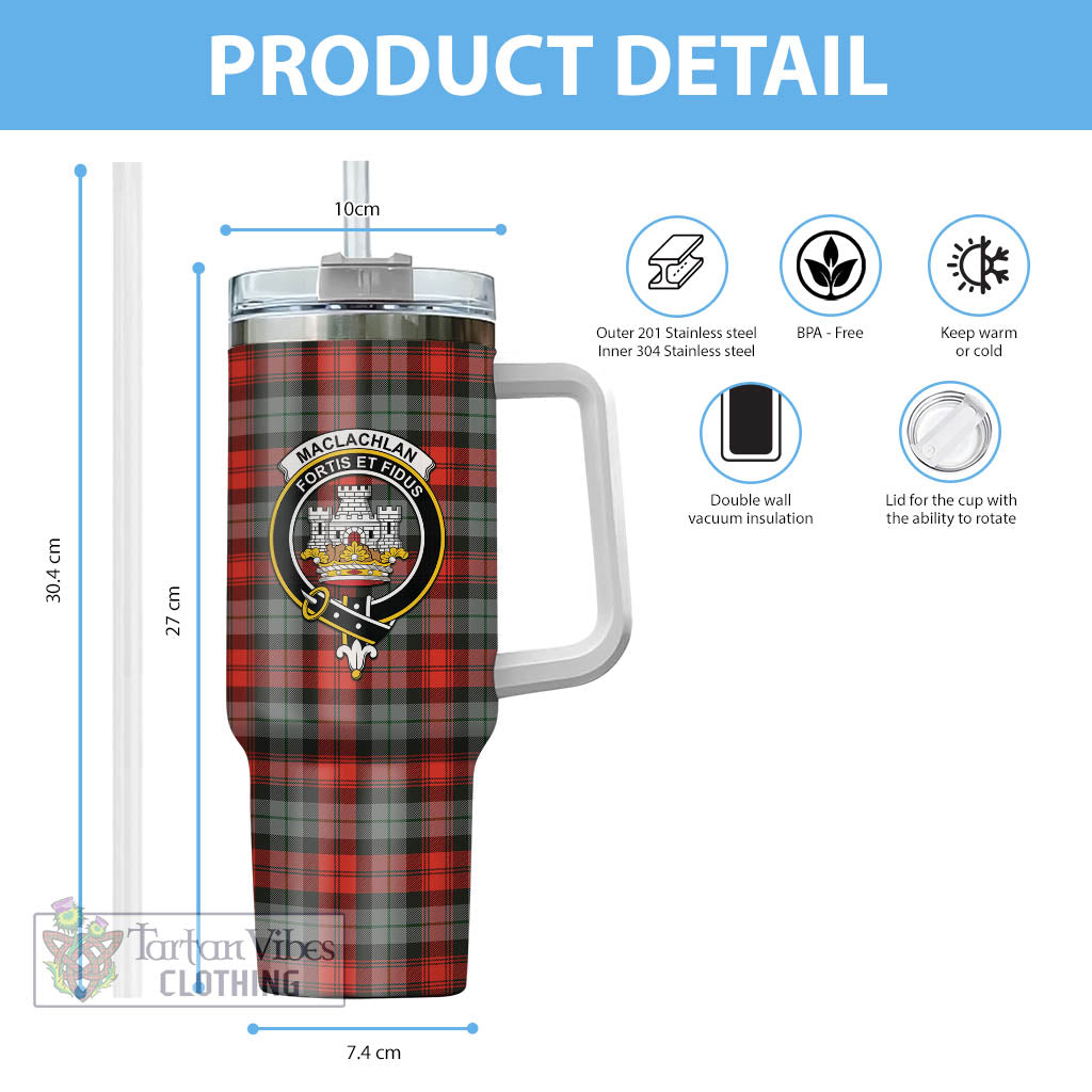 Tartan Vibes Clothing MacLachlan Weathered Tartan and Family Crest Tumbler with Handle