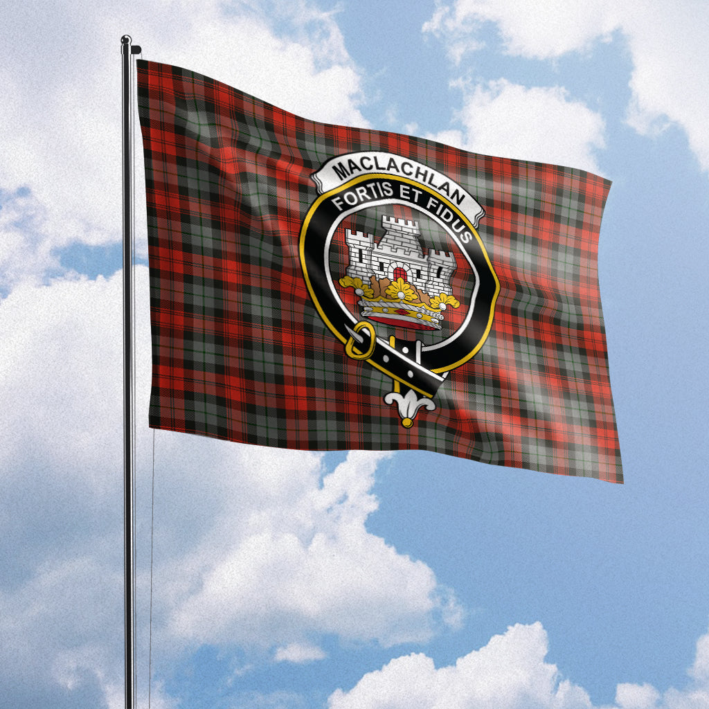 MacLachlan Weathered Tartan Flag with Family Crest House Flag (Horizontal) - Tartan Vibes Clothing