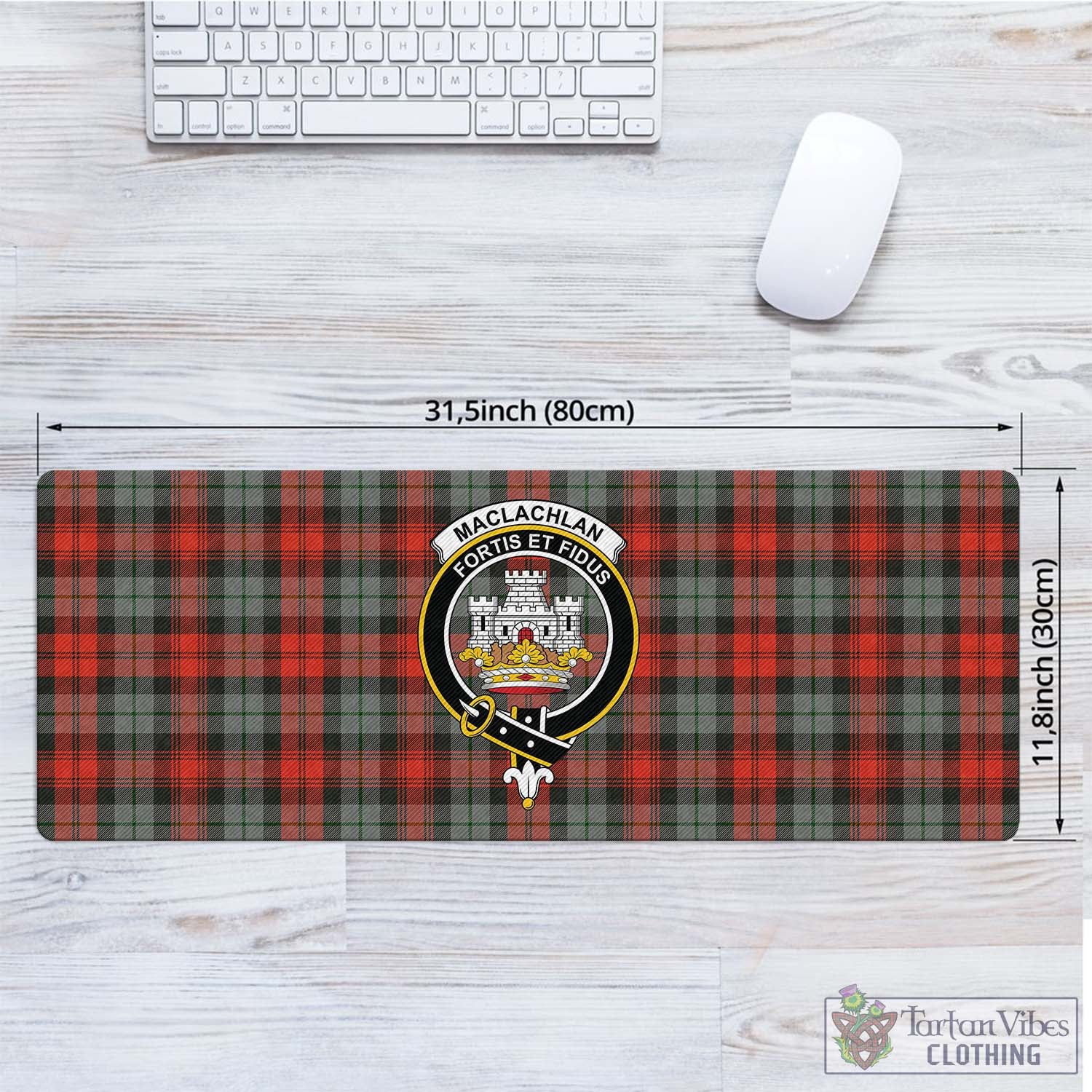 Tartan Vibes Clothing MacLachlan Weathered Tartan Mouse Pad with Family Crest