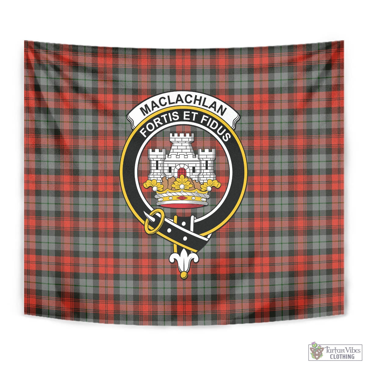 Tartan Vibes Clothing MacLachlan Weathered Tartan Tapestry Wall Hanging and Home Decor for Room with Family Crest