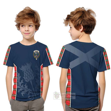 MacLaine (McLaine) Tartan Kid T-Shirt with Family Crest and Scottish Thistle Vibes Sport Style