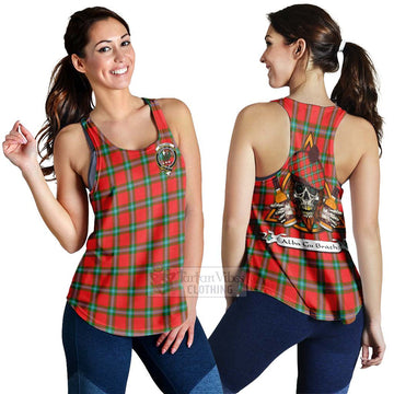 MacLaine (McLaine) Tartan Women's Racerback Tanks with Family Crest and Bearded Skull Holding Bottles of Whiskey