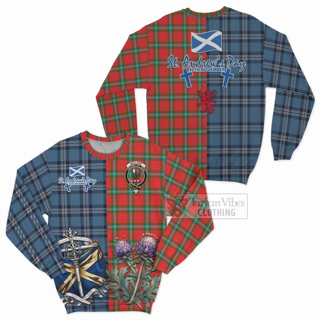 Tartan Vibes Clothing MacLaine (McLaine) Tartan Sweatshirt Happy St. Andrew's Day Half Tartan Style