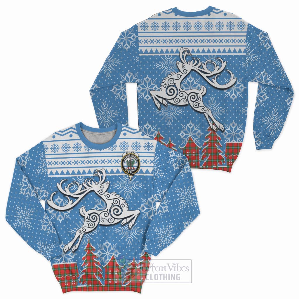 Tartan Vibes Clothing MacLaine (McLaine) Clan Christmas Sweatshirt Celtic Reindeer Style