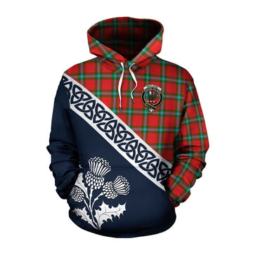 MacLaine (McLaine) Tartan Cotton Hoodie Featuring Thistle and Scotland Map