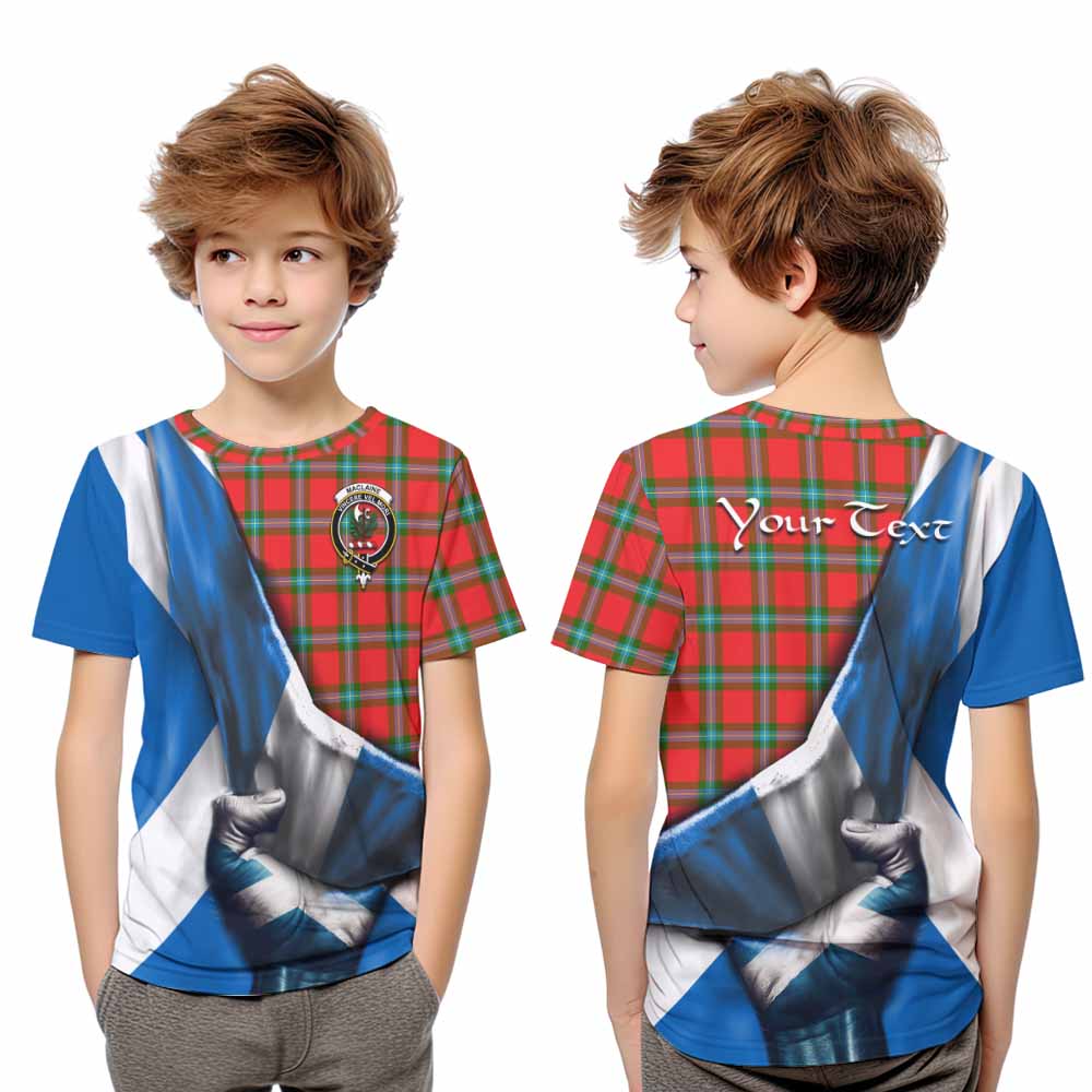 Tartan Vibes Clothing MacLaine (McLaine) Tartan Kid T-Shirt with Family Crest Scotland Patriotic Style