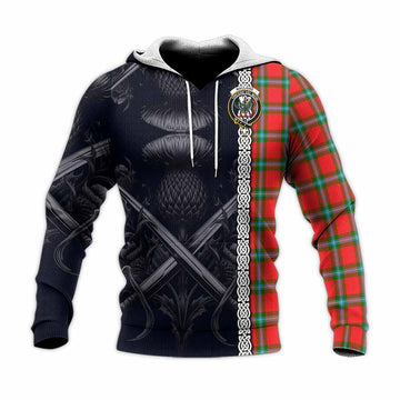 MacLaine (McLaine) Tartan Knitted Hoodie with Family Crest Cross Sword Thistle Celtic Vibes