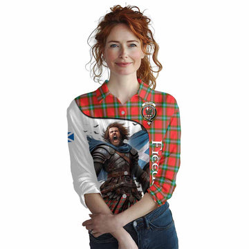 MacLaine (McLaine) Crest Tartan Women's Casual Shirt Inspired by the Freedom of Scottish Warrior