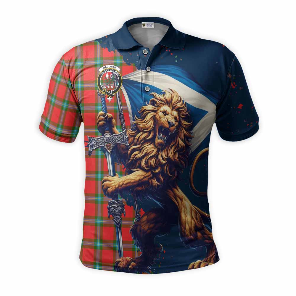 Tartan Vibes Clothing MacLaine (McLaine) Tartan Family Crest Men's Polo Shirt with Scottish Majestic Lion