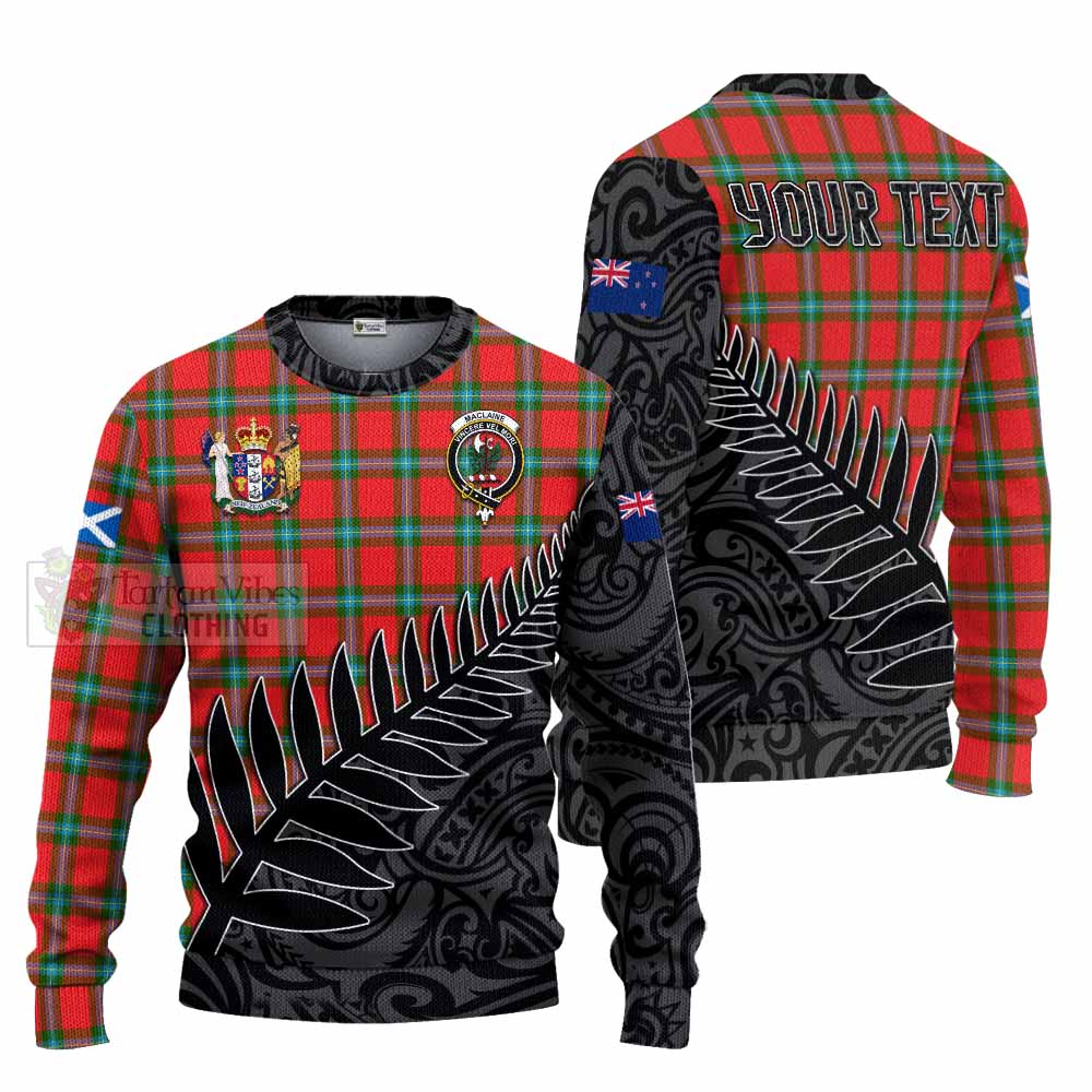 Tartan Vibes Clothing MacLaine (McLaine) Crest Tartan Knitted Sweater with New Zealand Silver Fern Half Style