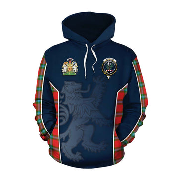 MacLaine (McLaine) Tartan Cotton Hoodie with Family Crest and Lion Rampant Vibes Sport Style