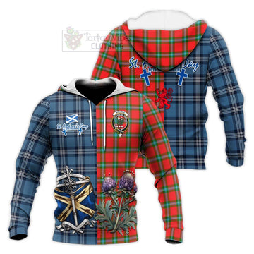 MacLaine (McLaine) Tartan Knitted Hoodie Happy St. Andrew's Day Half Tartan Style