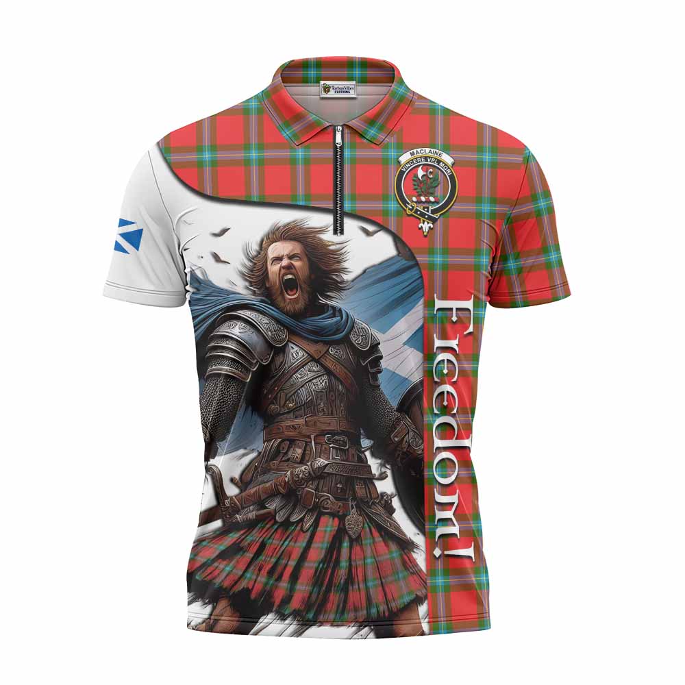 Tartan Vibes Clothing MacLaine (McLaine) Crest Tartan Zipper Polo Shirt Inspired by the Freedom of Scottish Warrior