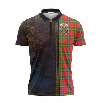 MacLaine (McLaine) Tartan Family Crest Zipper Polo Shirt Alba Gu Brath Be Brave Lion Ancient Style Unisex - Tartan Vibes Clothing