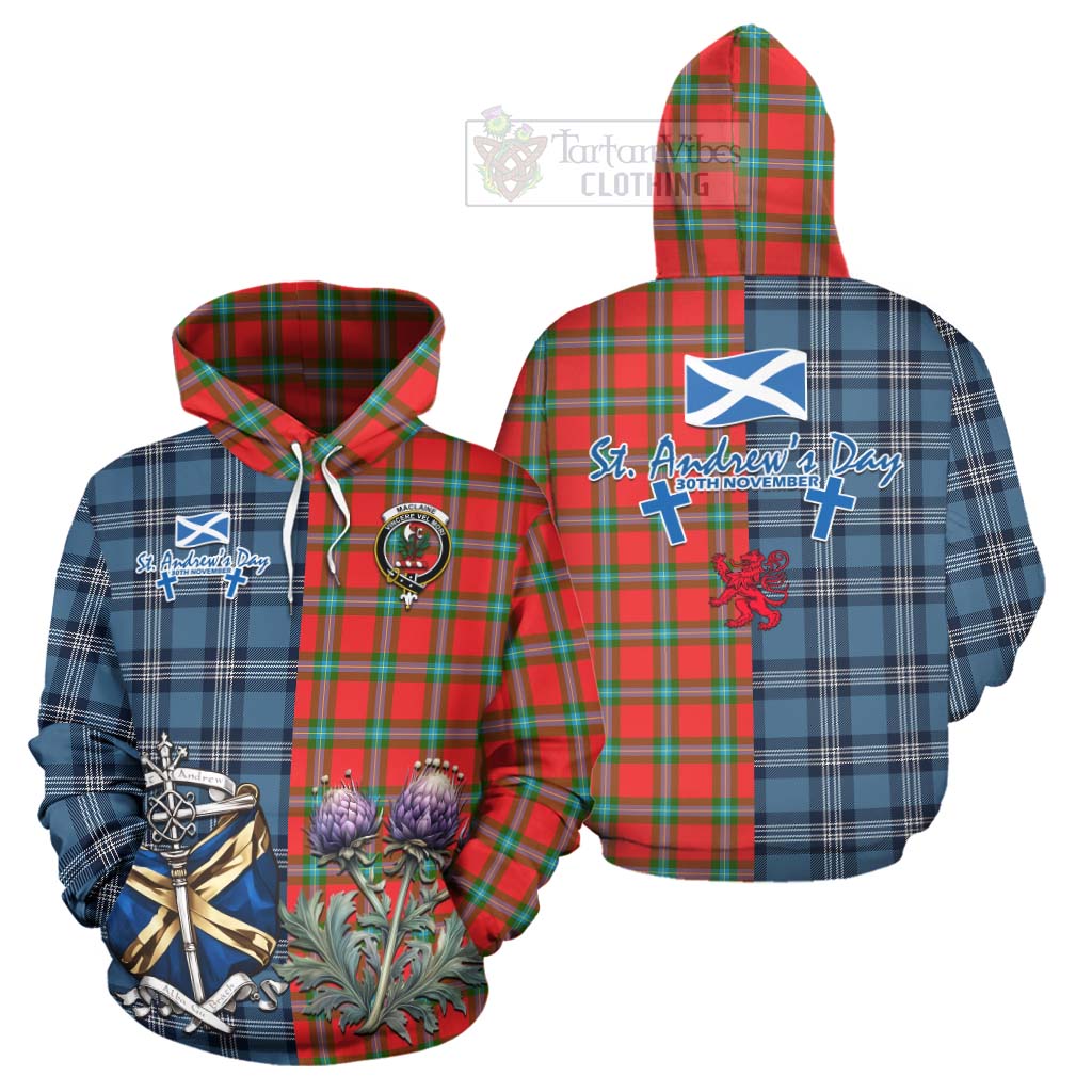 Tartan Vibes Clothing MacLaine (McLaine) Tartan Hoodie Happy St. Andrew's Day Half Tartan Style