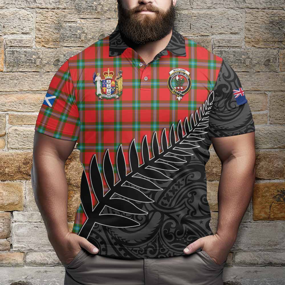 MacLaine (McLaine) Crest Tartan Polo Shirt with New Zealand Silver Fern Half Style