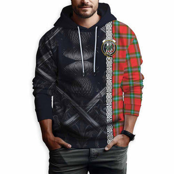 MacLaine (McLaine) Tartan Hoodie with Family Crest Cross Sword Thistle Celtic Vibes