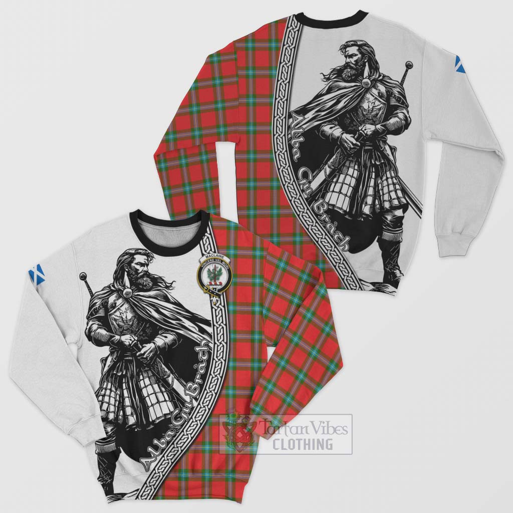 Tartan Vibes Clothing MacLaine (McLaine) Tartan Clan Crest Sweatshirt with Highlander Warrior Celtic Style