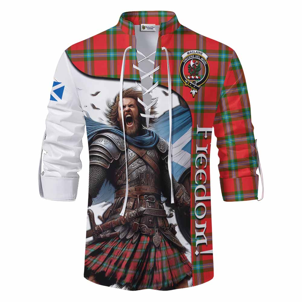 Tartan Vibes Clothing MacLaine (McLaine) Crest Tartan Ghillie Kilt Shirt Inspired by the Freedom of Scottish Warrior