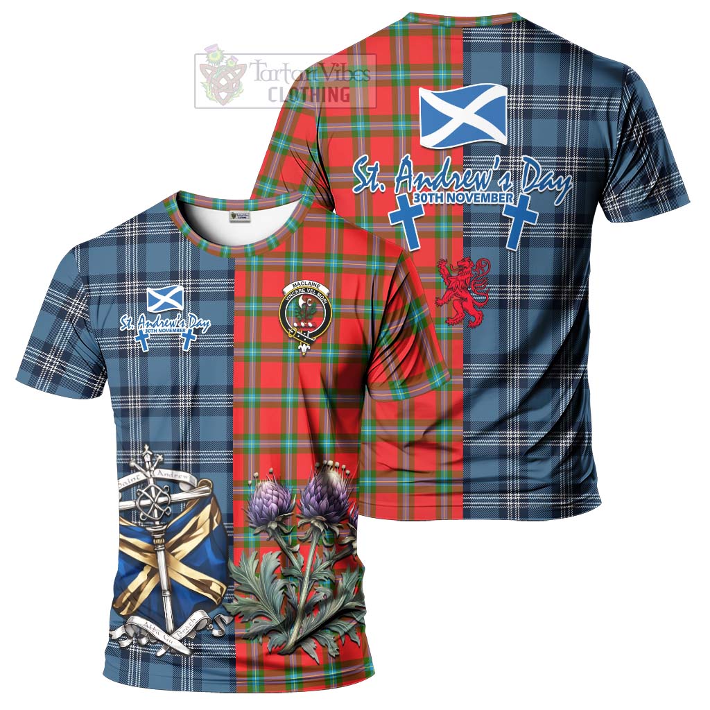 Tartan Vibes Clothing MacLaine (McLaine) Tartan T-Shirt Happy St. Andrew's Day Half Tartan Style