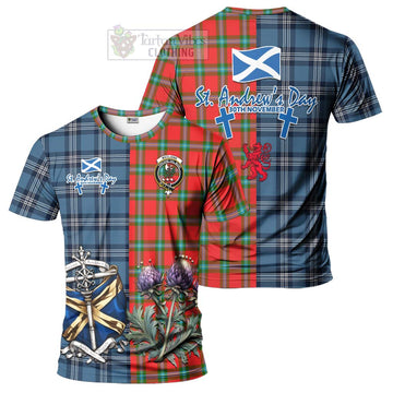 MacLaine (McLaine) Tartan T-Shirt Happy St. Andrew's Day Half Tartan Style